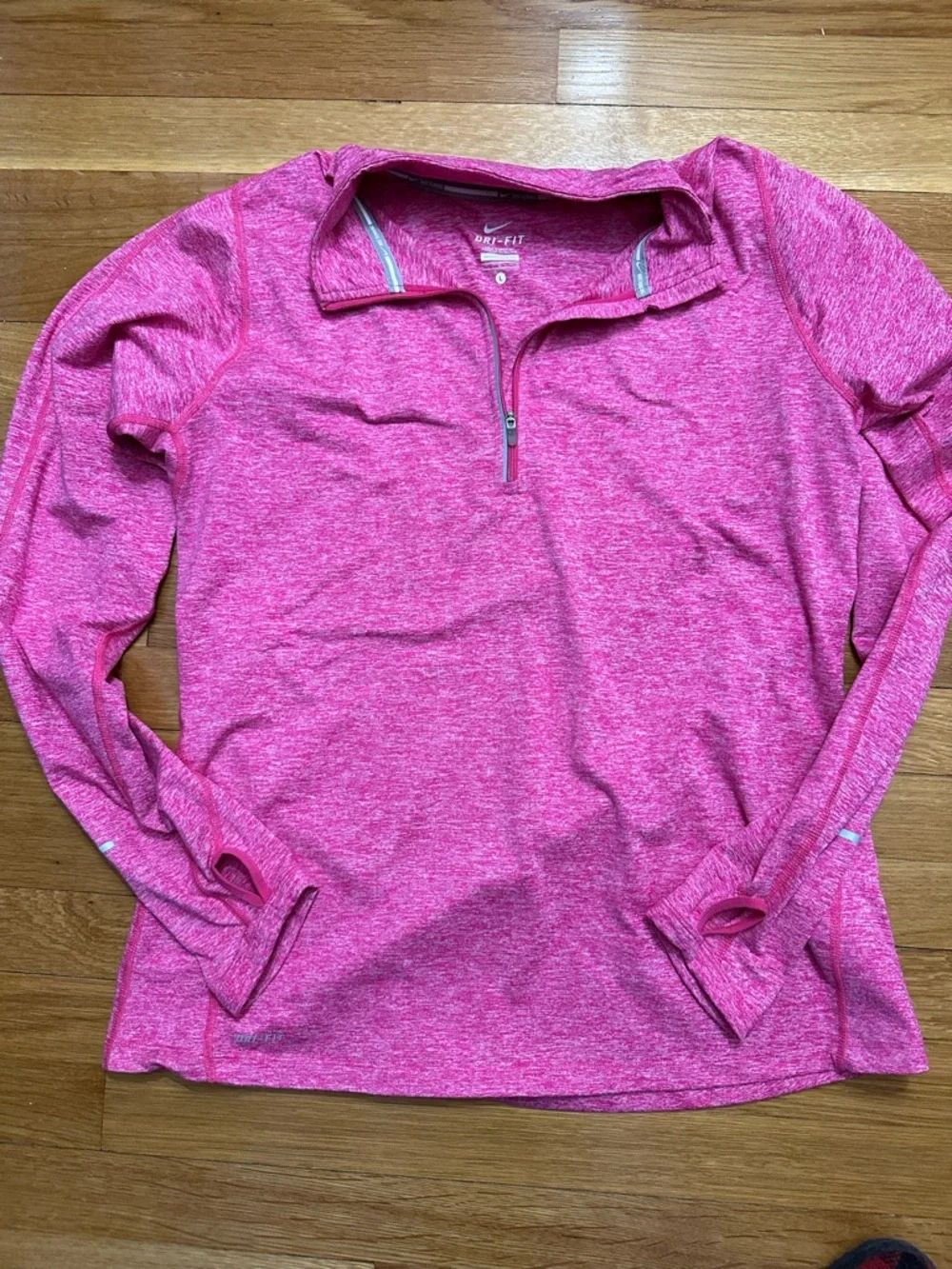 Nike Pink Heathered Quarter-Zip Performance Top Size Large EUC